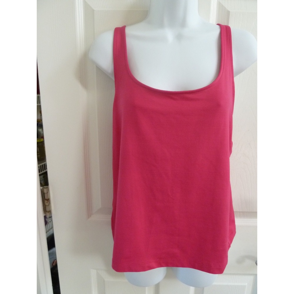 Chico's Size 2 Large Pink Strappy Tank Top Built-in Bra Activewear Exercise